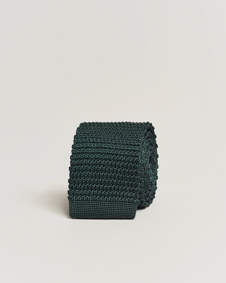 Mies | Arkipuku | Amanda Christensen | Knitted Silk Tie 6 cm Green