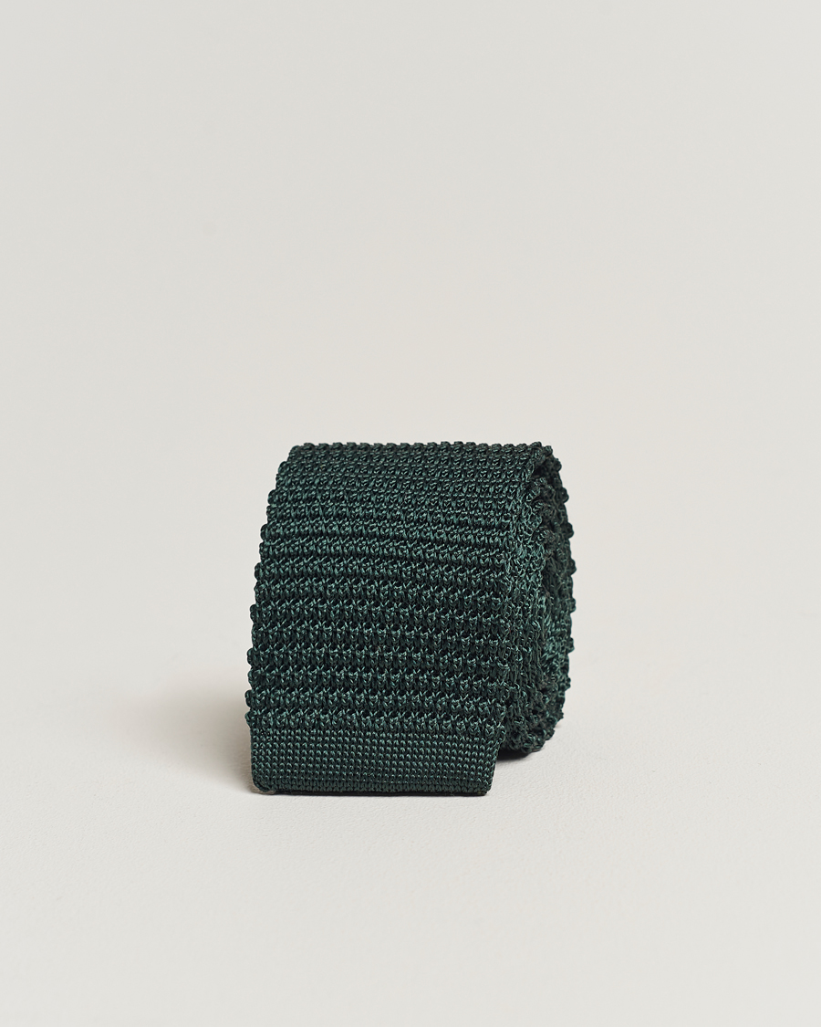 Mies | Solmiot | Amanda Christensen | Knitted Silk Tie 6 cm Green