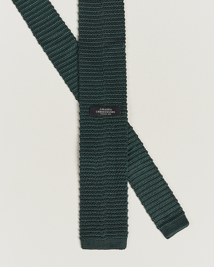 Mies | Solmiot | Amanda Christensen | Knitted Silk Tie 6 cm Green