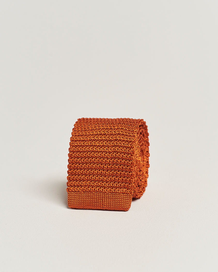 Mies | Arkipuku | Amanda Christensen | Knitted Silk Tie 6 cm Orange