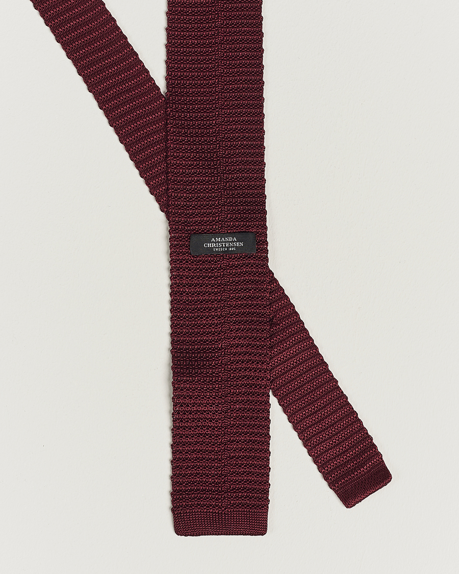 Mies | Solmiot | Amanda Christensen | Knitted Silk Tie 6 cm Wine Red