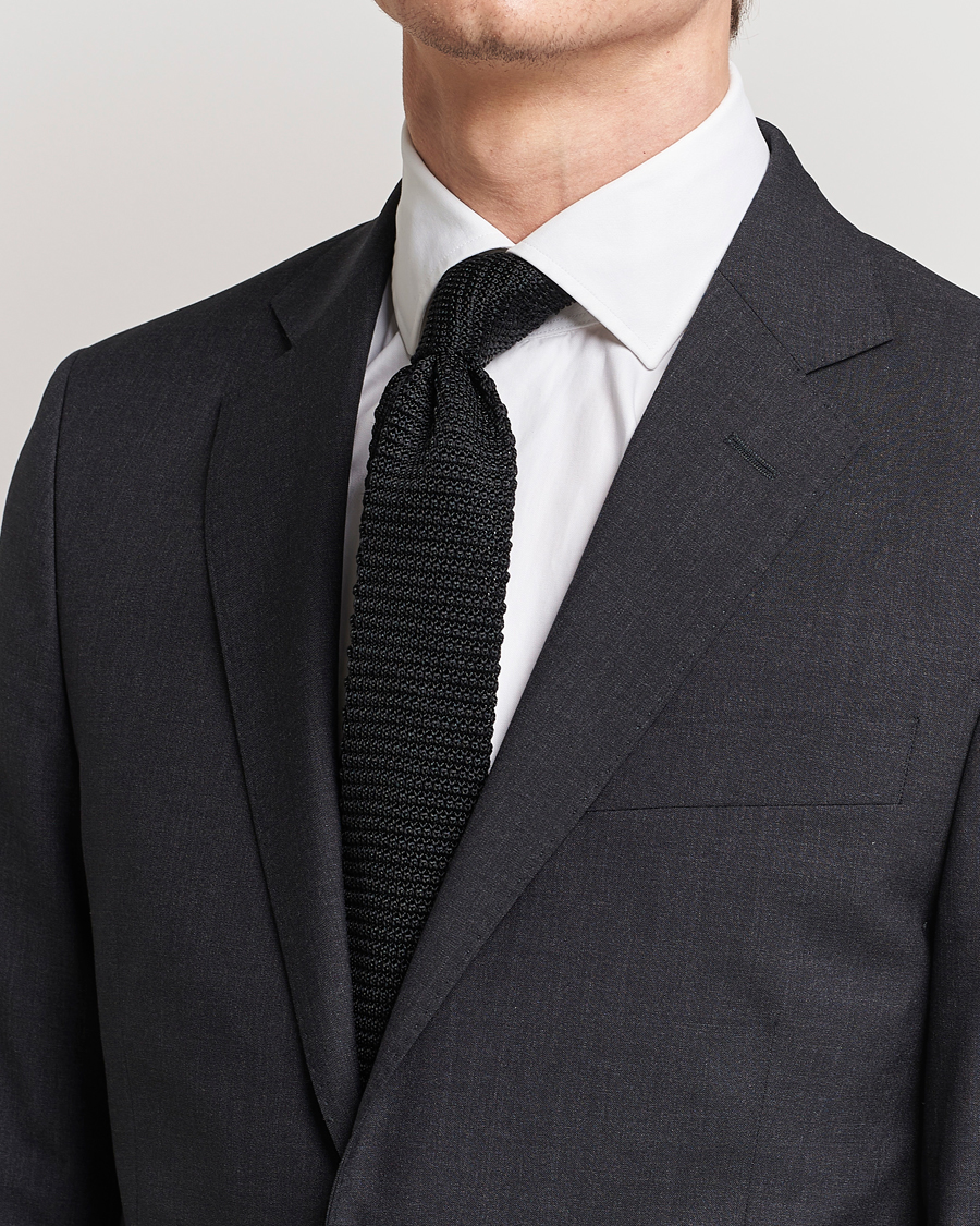 Mies | Solmiot | Amanda Christensen | Knitted Silk Tie 6 cm Black