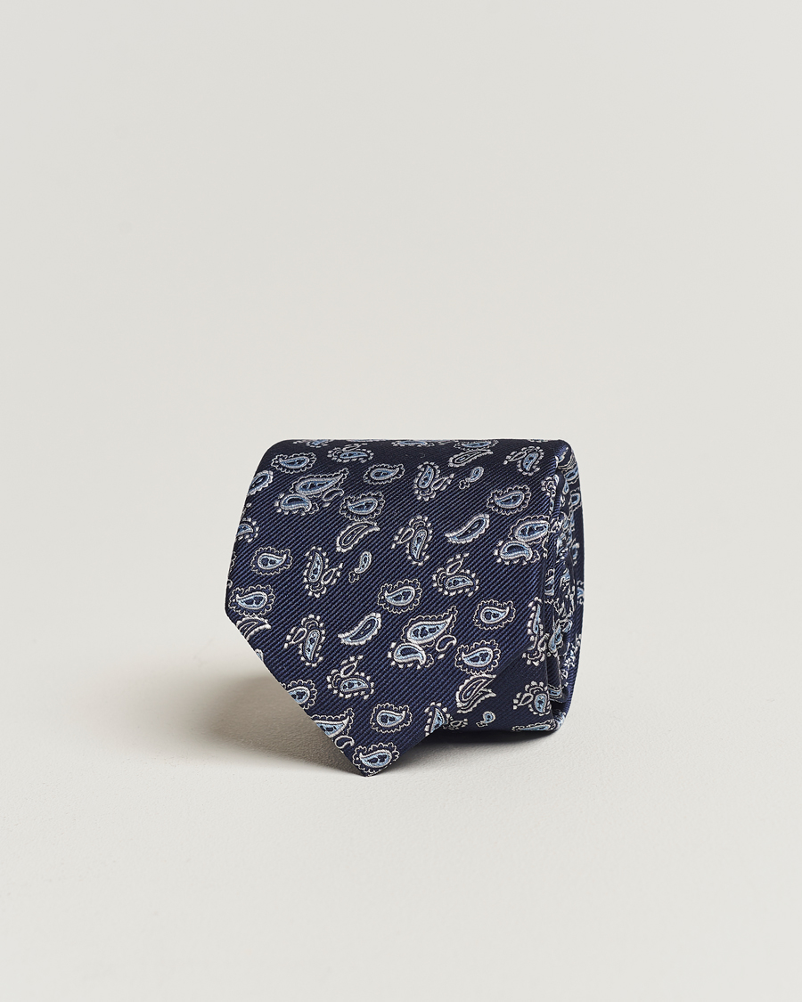 Mies | Arkipuku | Amanda Christensen | Paisley Woven Silk Tie 8 cm Navy