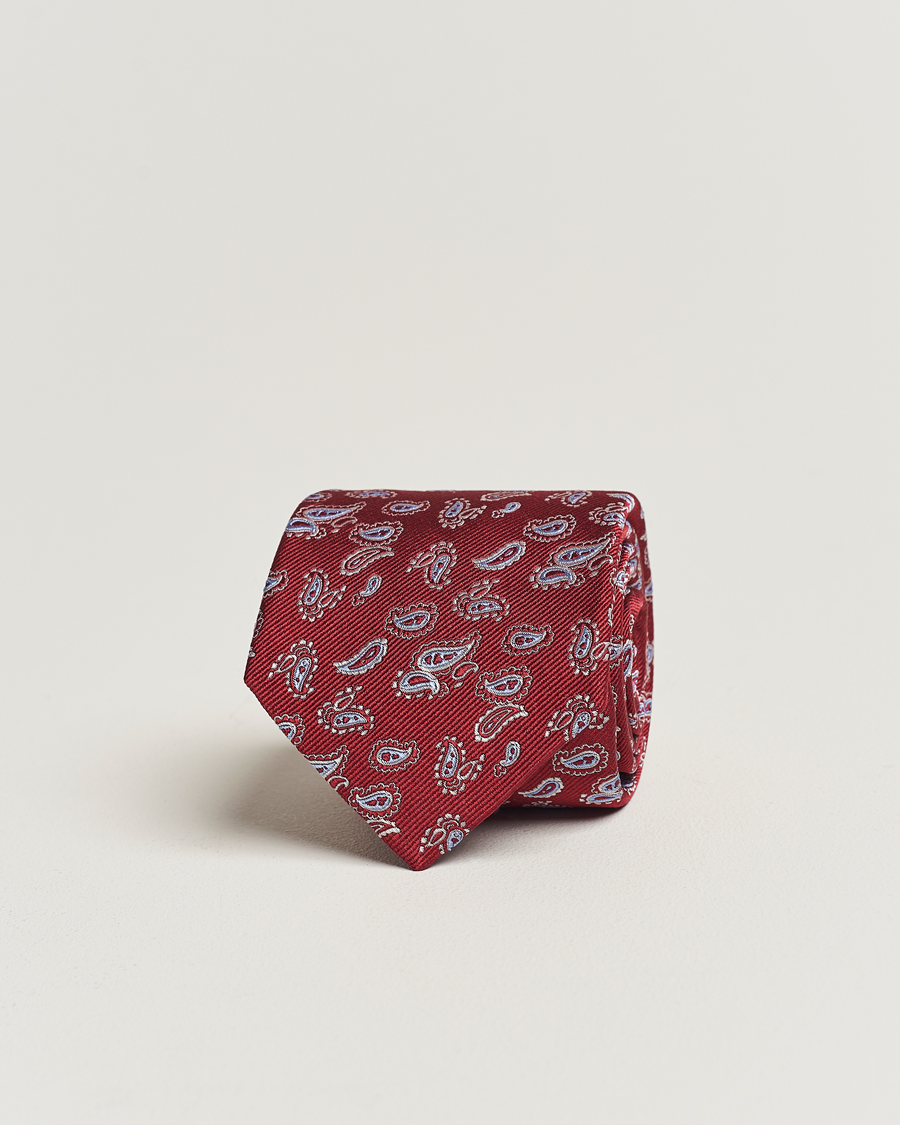Mies | Arkipuku | Amanda Christensen | Paisley Woven Silk Tie 8 cm Wine Red