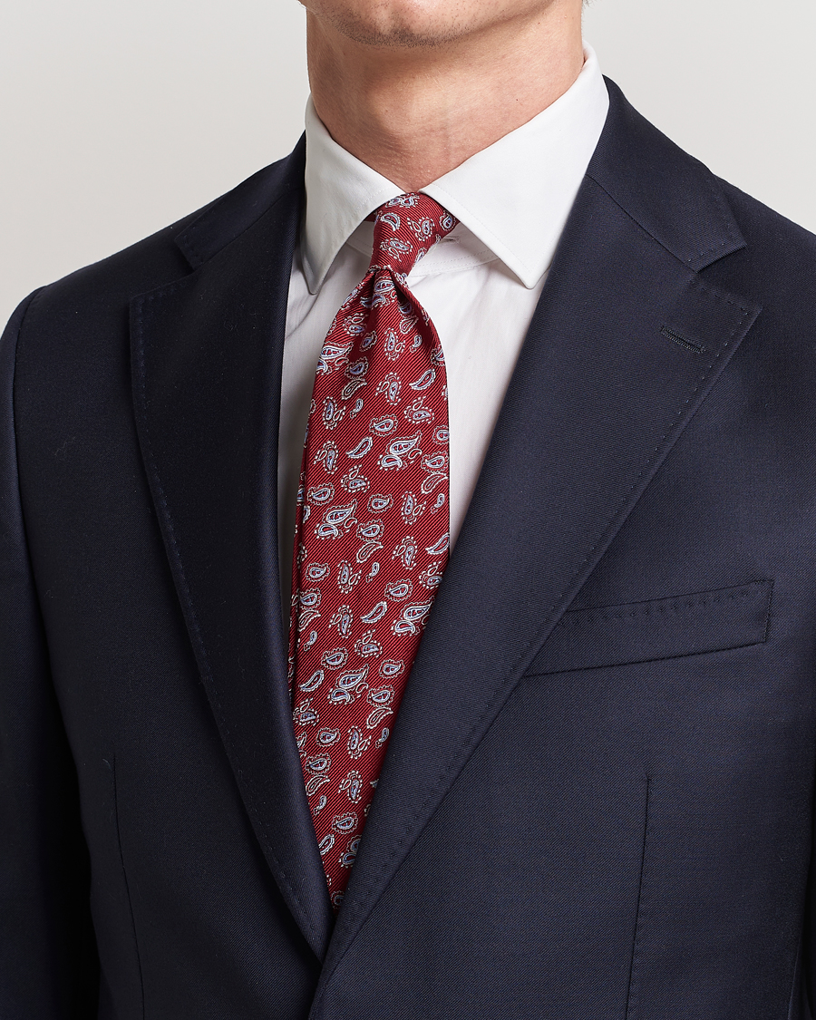 Mies | Solmiot | Amanda Christensen | Paisley Woven Silk Tie 8 cm Wine Red