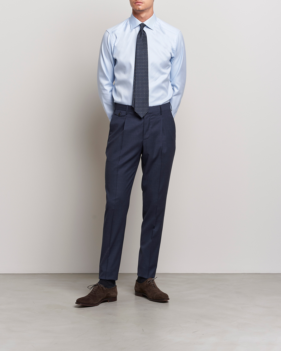 Mies | Kauluspaidat | Eton | Slim Fit Textured Twill Shirt Blue