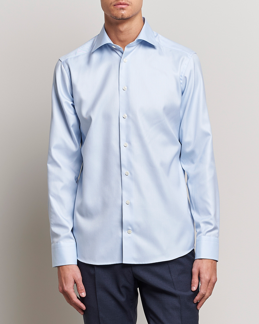 Mies | Kauluspaidat | Eton | Slim Fit Textured Twill Shirt Blue