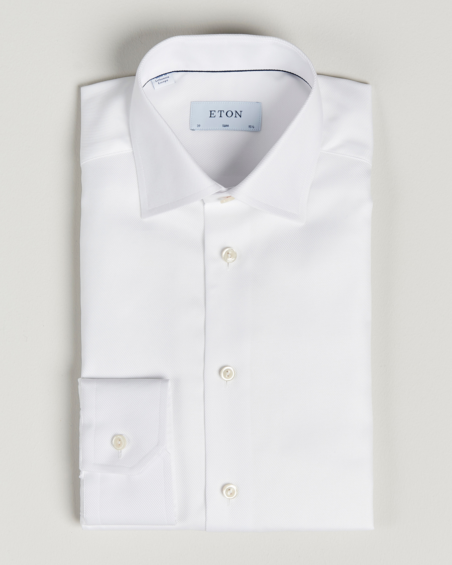 Mies | Kauluspaidat | Eton | Slim Fit Textured Twill Shirt White