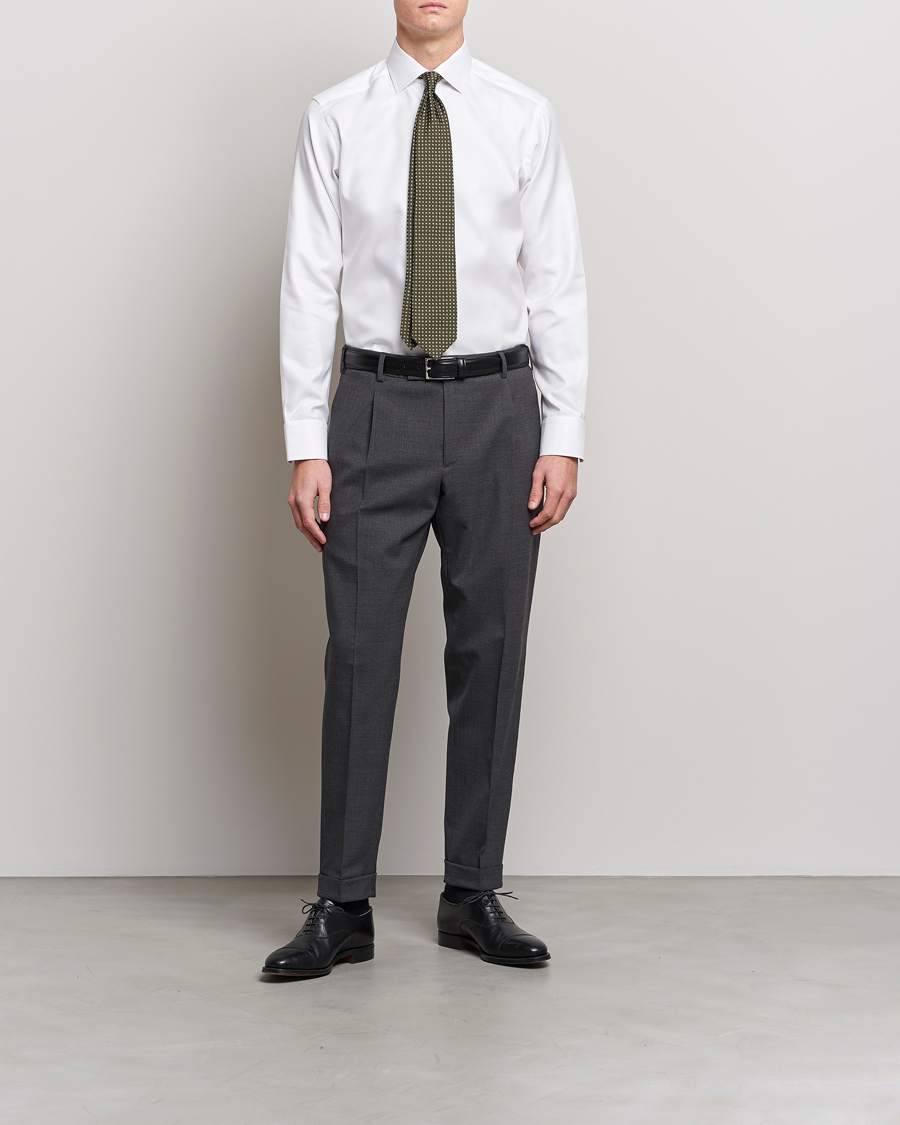 Mies |  | Eton | Slim Fit Textured Twill Shirt White