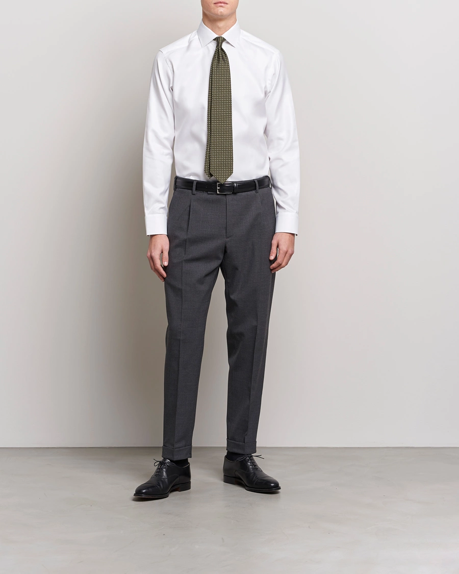 Mies | Business & Beyond | Eton | Slim Fit Textured Twill Shirt White