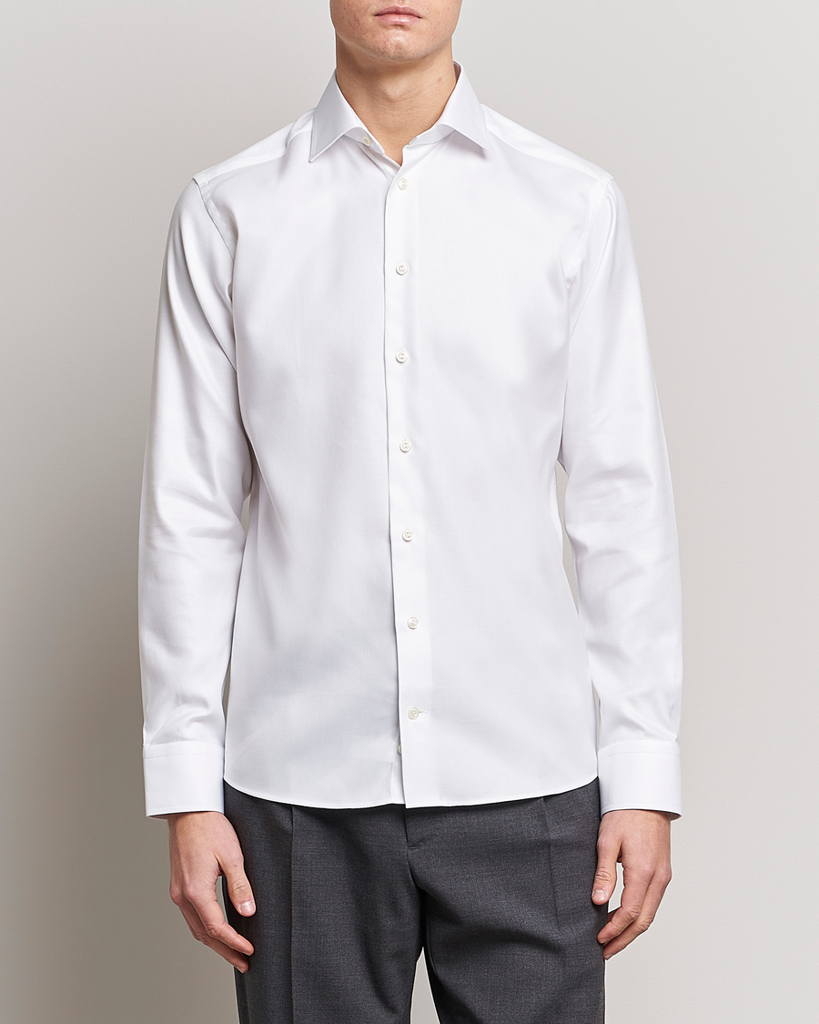 Mies | Bisnespaidat | Eton | Slim Fit Textured Twill Shirt White
