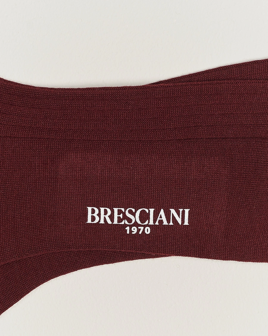 Mies | Alusvaatteet | Bresciani | Wool/Nylon Ribbed Short Socks Burgundy
