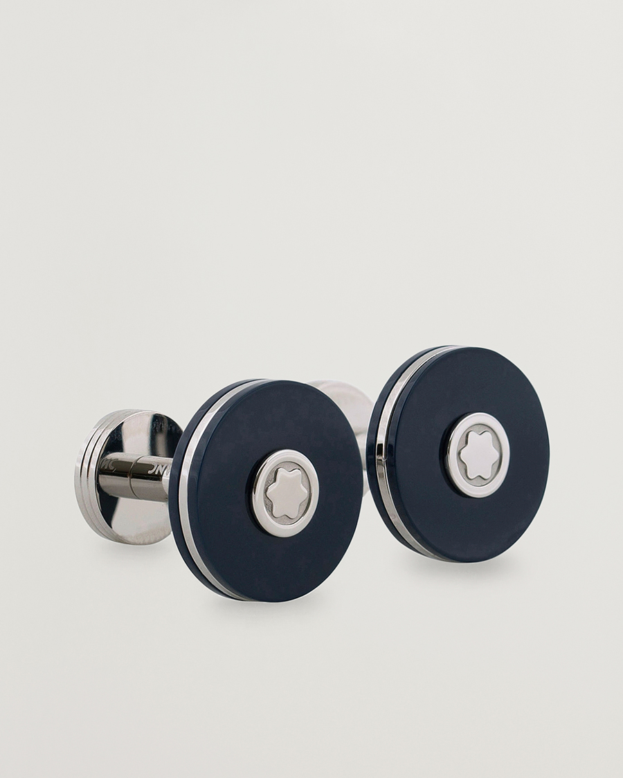 Mies | Montblanc PIX Steel Cufflinks Blue Resin | Montblanc | PIX Steel Cufflinks Blue Resin