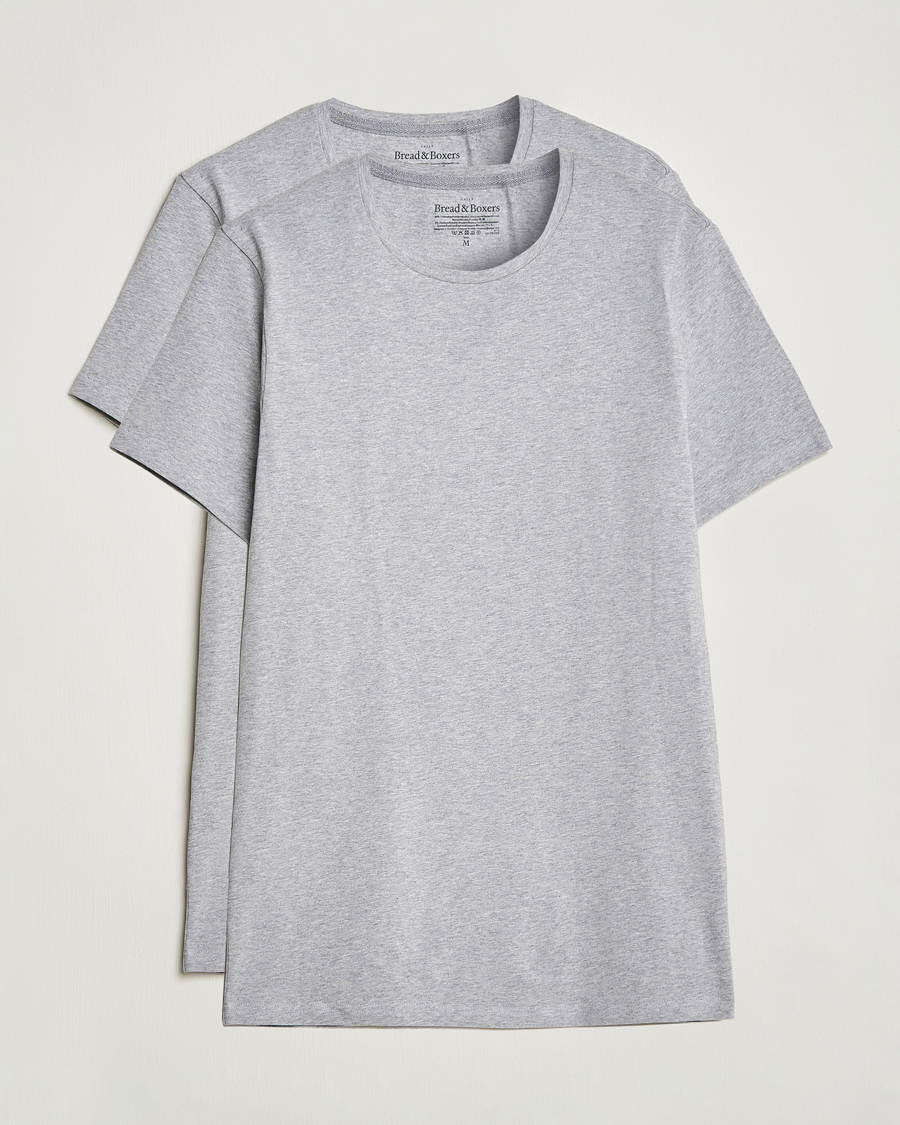 Mies | T-paidat | Bread & Boxers | 2-Pack Crew Neck Tee Grey Melange