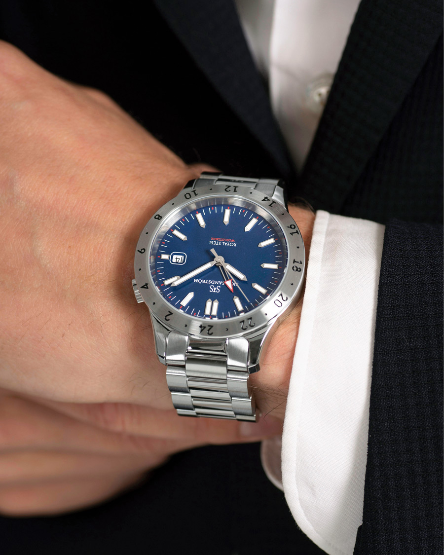 Mies | Sjöö Sandström Royal Steel Worldtimer 41mm Blue with Steel | Sjöö Sandström | Royal Steel Worldtimer 41mm Blue with Steel