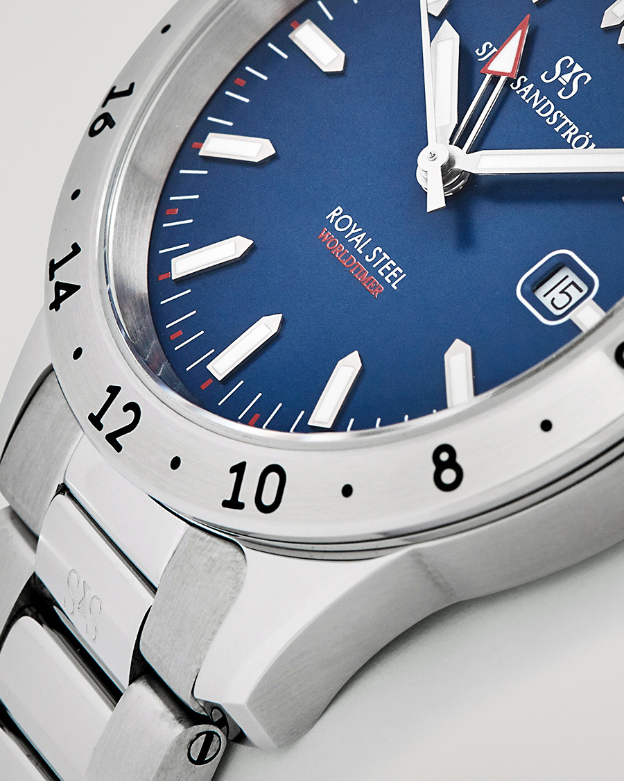 Mies | Sjöö Sandström Royal Steel Worldtimer 41mm Blue with Steel | Sjöö Sandström | Royal Steel Worldtimer 41mm Blue with Steel