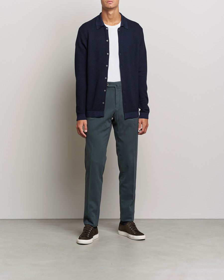 Mies | Puserot | Altea | Herringbone Wool Shirt Navy