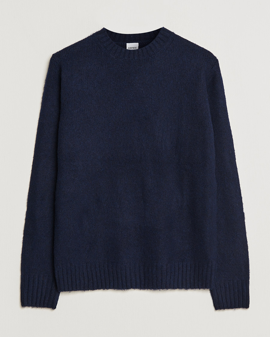 Mies | Puserot | Aspesi | Brushed Shetland Sweater Navy