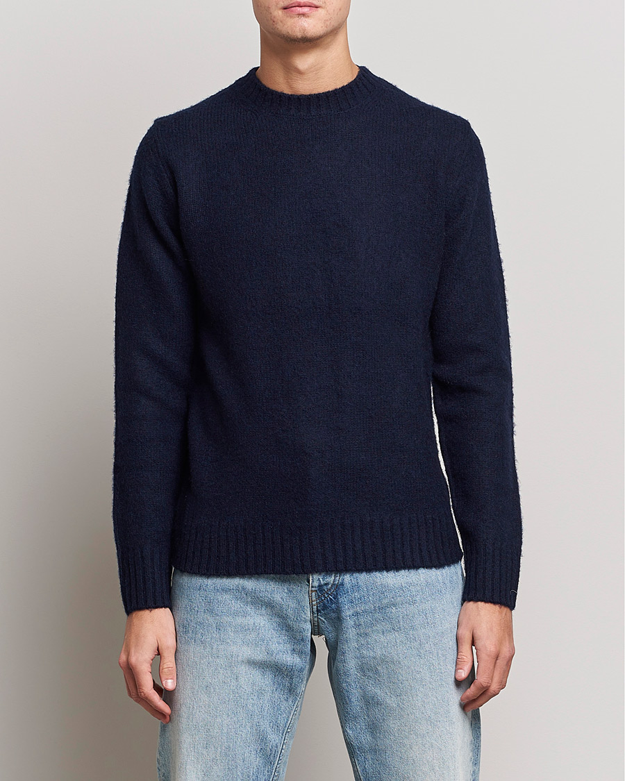 Mies | Puserot | Aspesi | Brushed Shetland Sweater Navy
