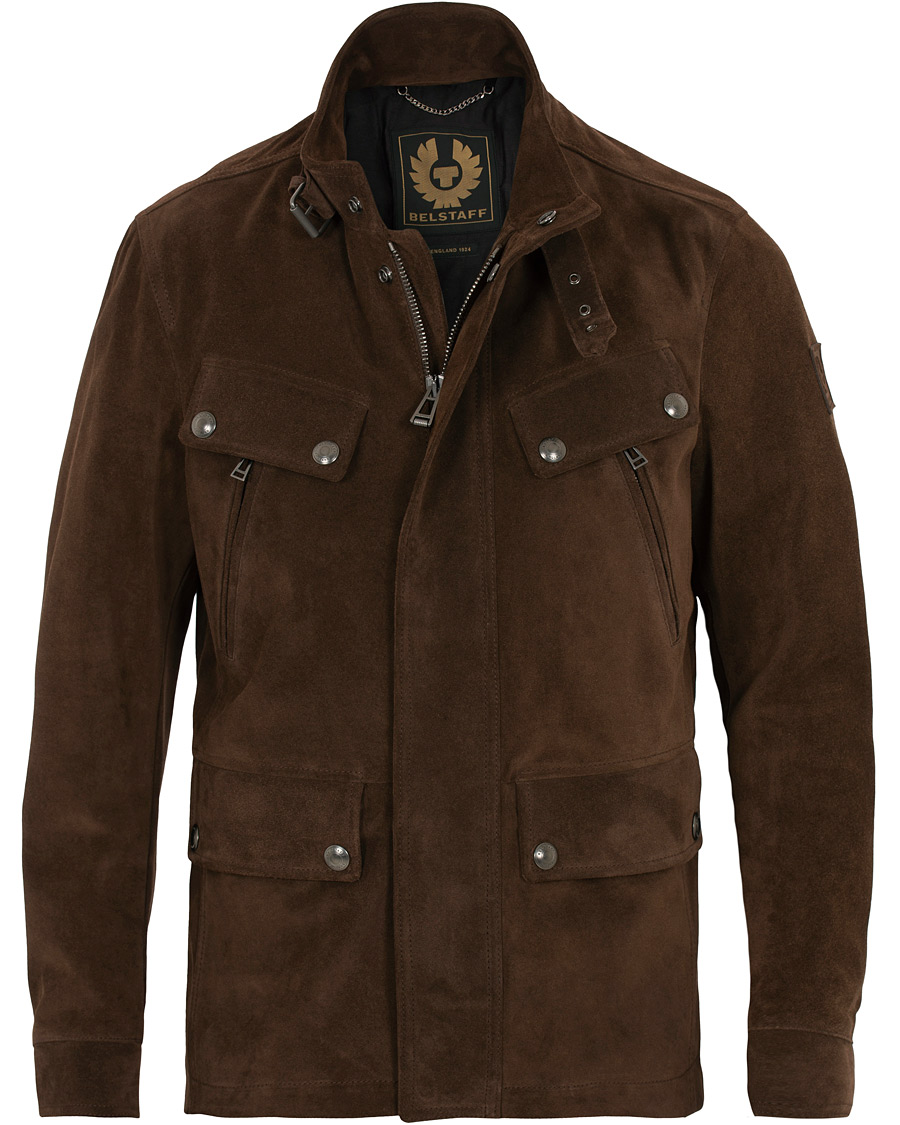 Mies | Takit | Belstaff | Denesmere Suede Field Jacket Chocolate Brown