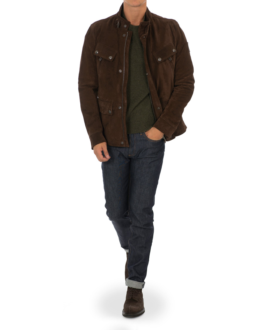 Mies | Takit | Belstaff | Denesmere Suede Field Jacket Chocolate Brown