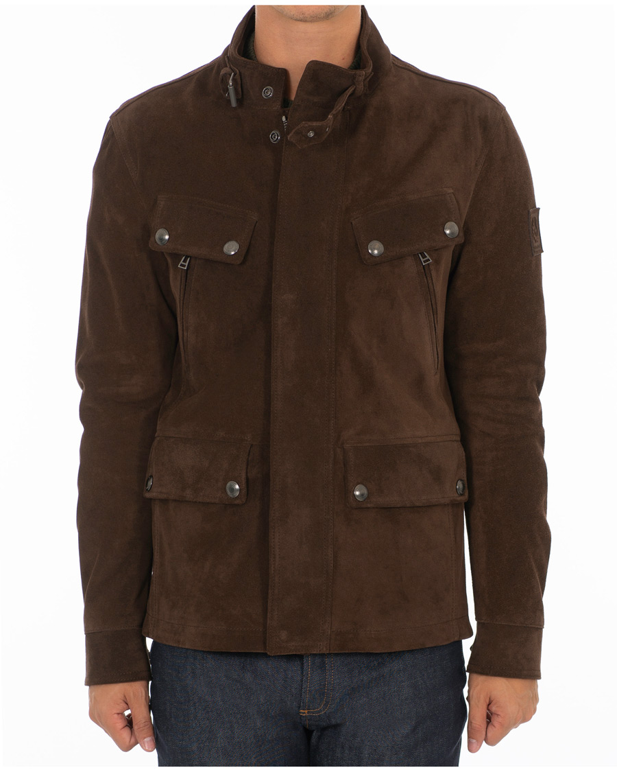 Mies | Takit | Belstaff | Denesmere Suede Field Jacket Chocolate Brown