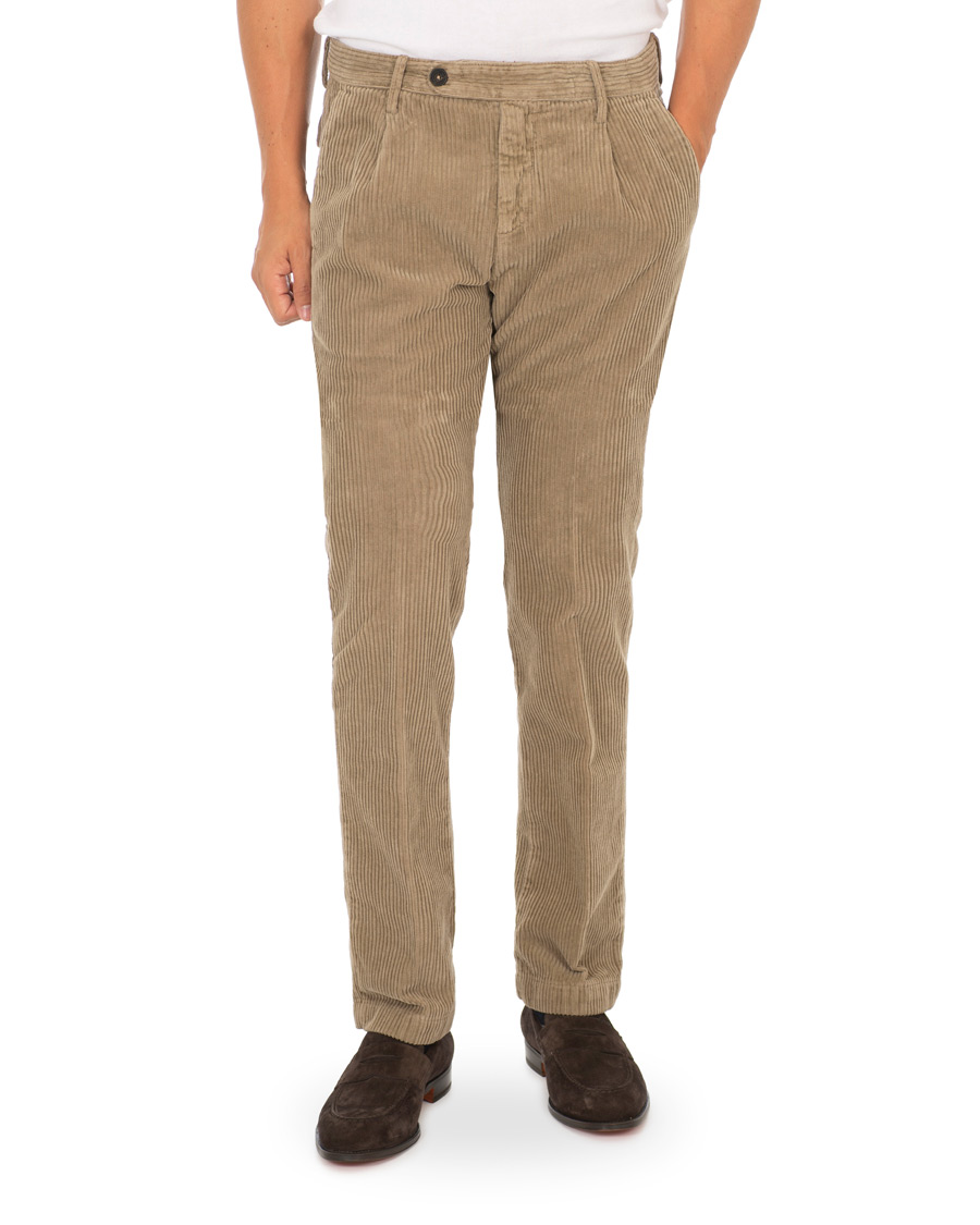 Mies |  | Massimo Alba | Ionio Single Pleated Corduroy Trousers Khaki