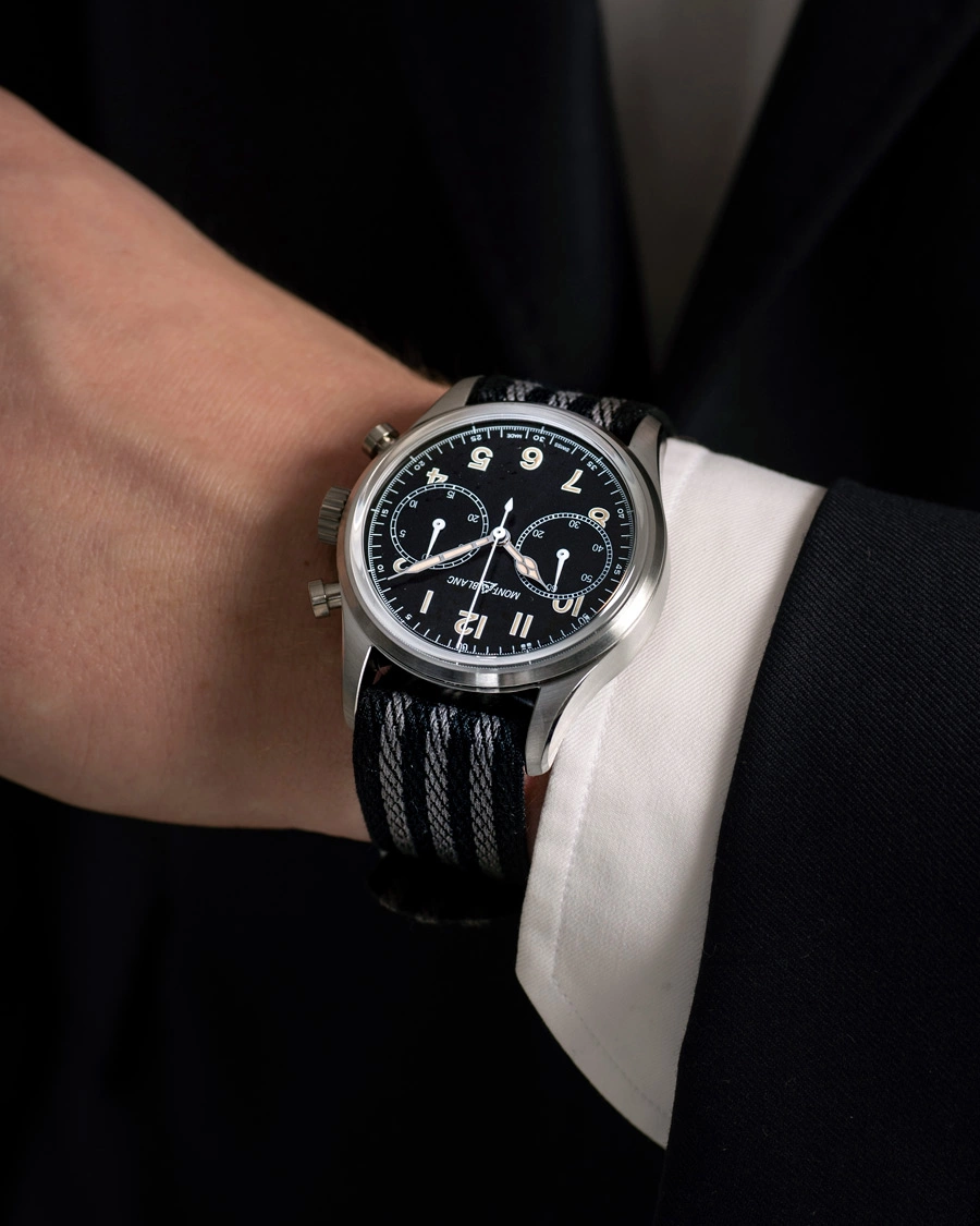 Mies | Fine watches | Montblanc | 1858 Steel Automatic Chronograph 42mm Black Dial