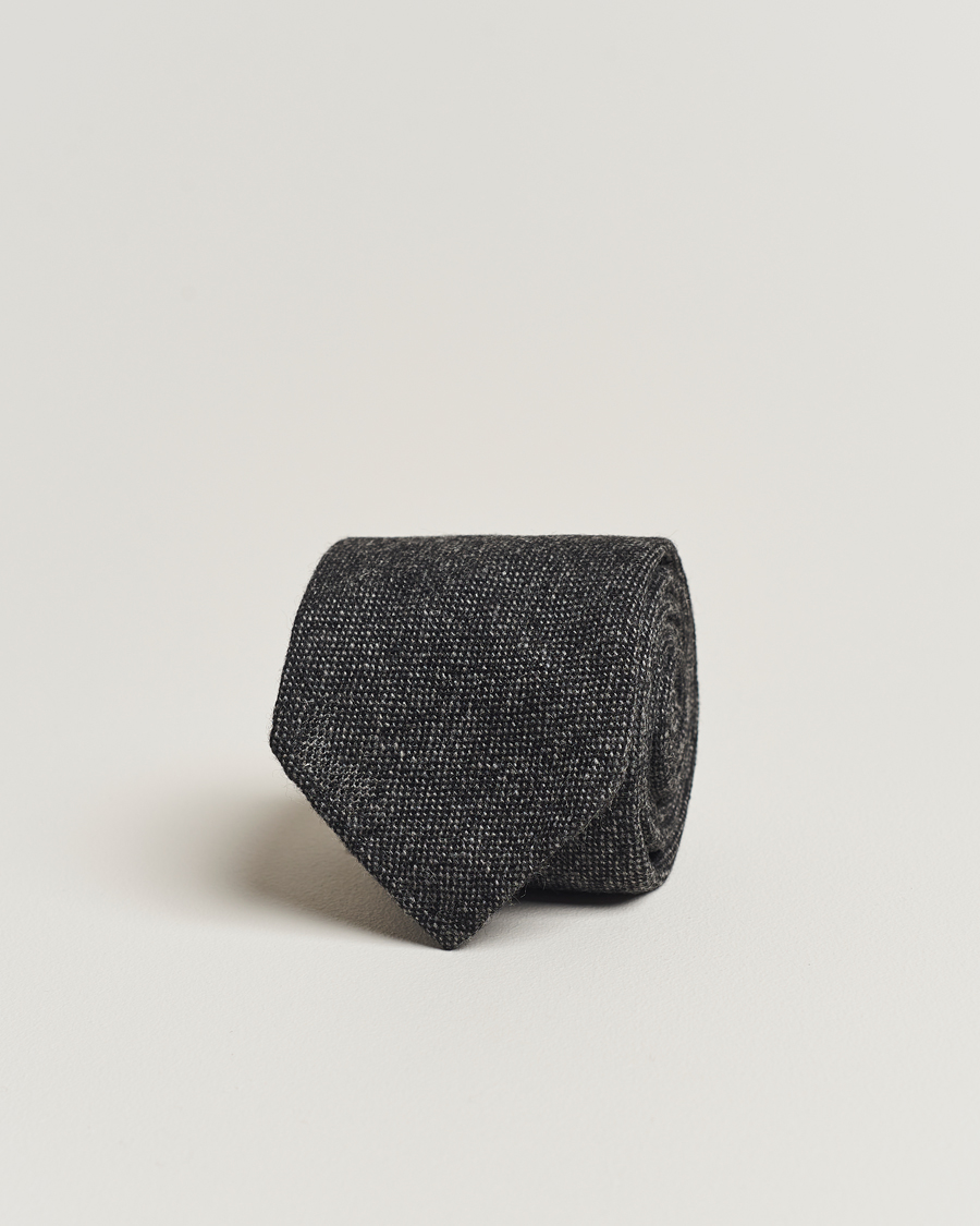 Mies | Solmiot | Drake's | Cashmere 8 cm Tie Grey/Black