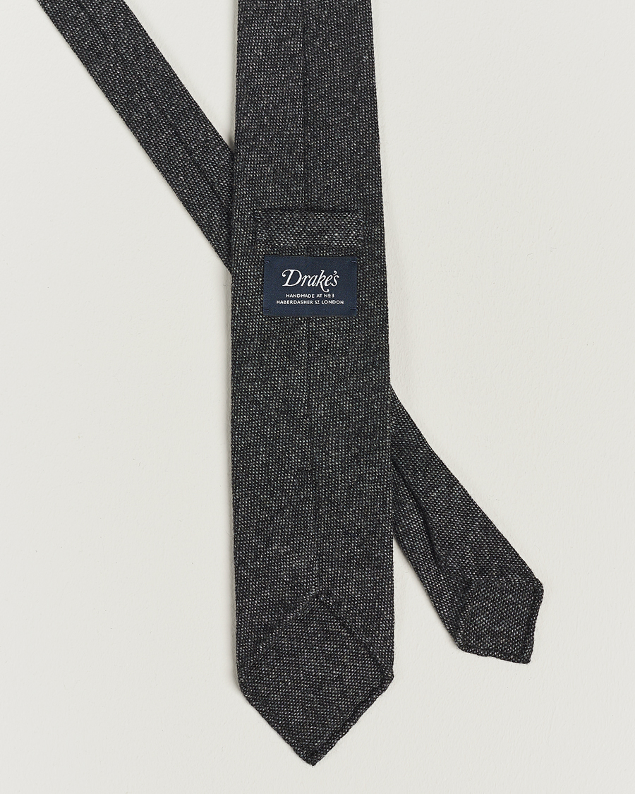 Mies | Solmiot | Drake's | Cashmere 8 cm Tie Grey/Black