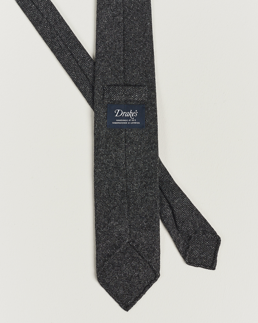 Mies | Drake's Cashmere 8 cm Tie Grey/Black | Drake's | Cashmere 8 cm Tie Grey/Black