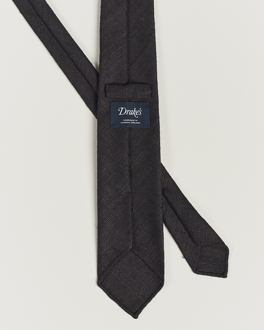 Mies | Drake's | Drake's | Tussah Silk Handrolled 8 cm Tie Black