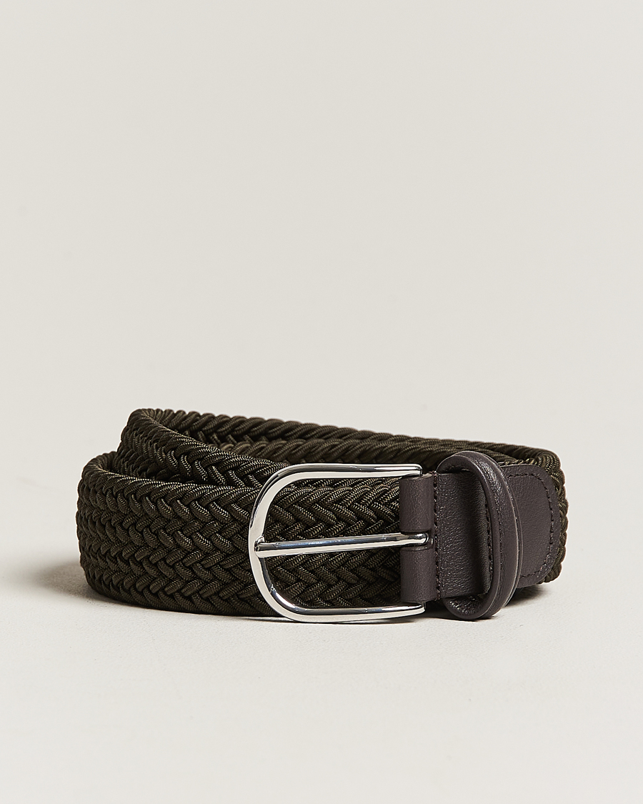 Mies | Vyöt | Anderson's | Stretch Woven 3,5 cm Belt Green