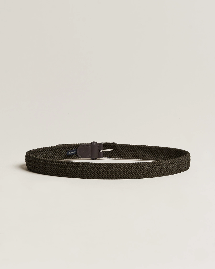 Mies |  | Anderson's | Stretch Woven 3,5 cm Belt Green