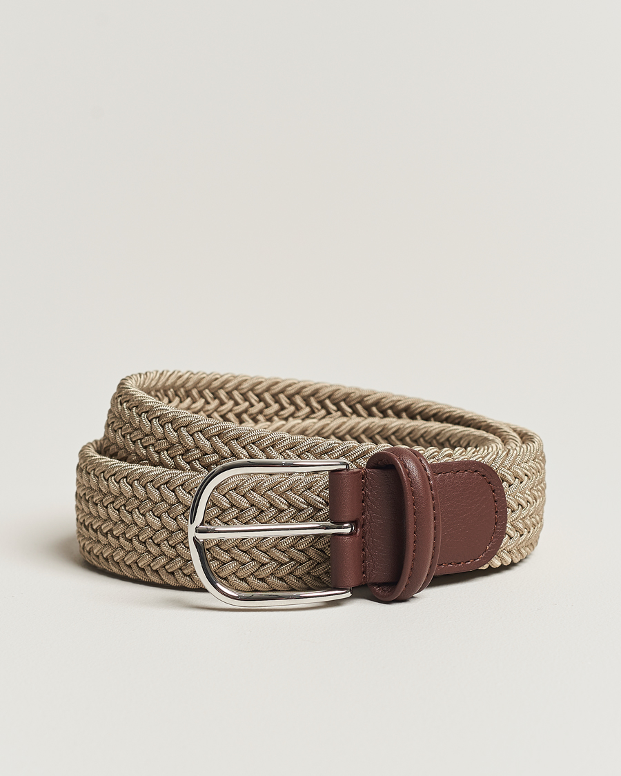 Mies |  | Anderson's | Stretch Woven 3,5 cm Belt Beige