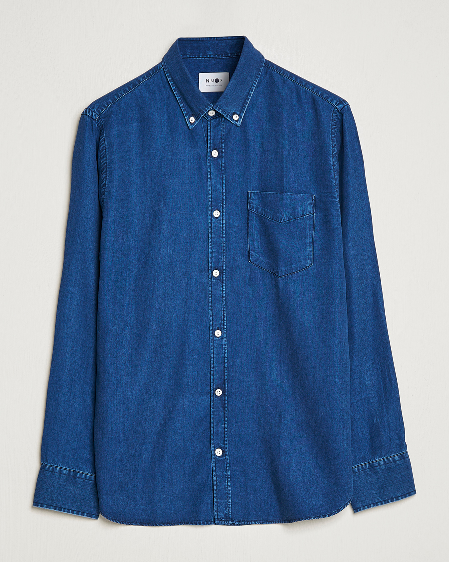 Mies | Kauluspaidat | NN07 | Levon Tencel Denim Shirt Dark Indigo