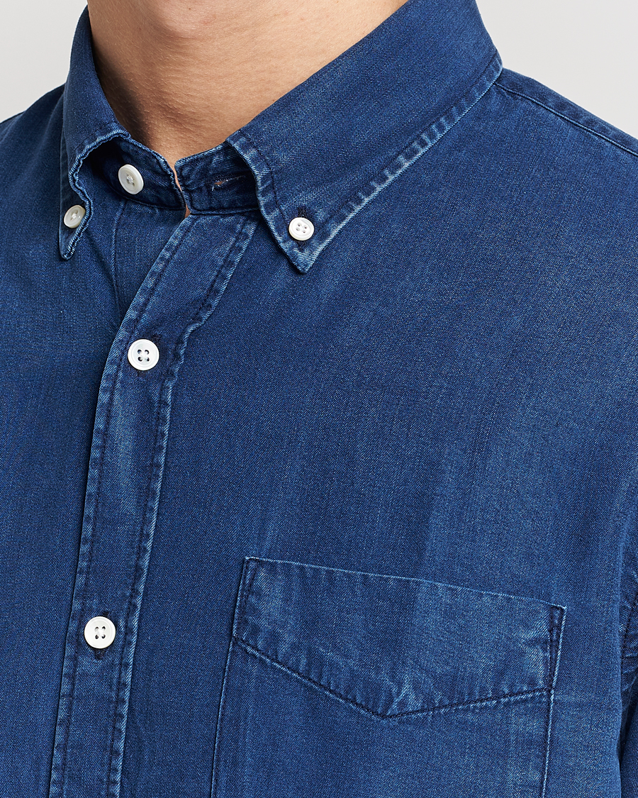 Mies | Kauluspaidat | NN07 | Levon Tencel Denim Shirt Dark Indigo