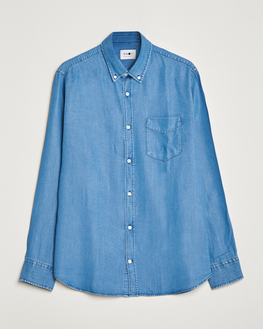 Mies | Kauluspaidat | NN07 | Levon Tencel Denim Shirt Light Blue