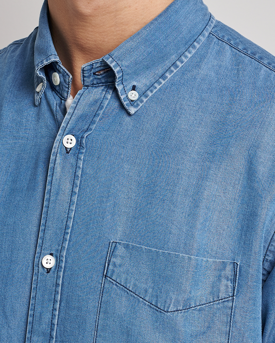 Mies | Kauluspaidat | NN07 | Levon Tencel Denim Shirt Light Blue