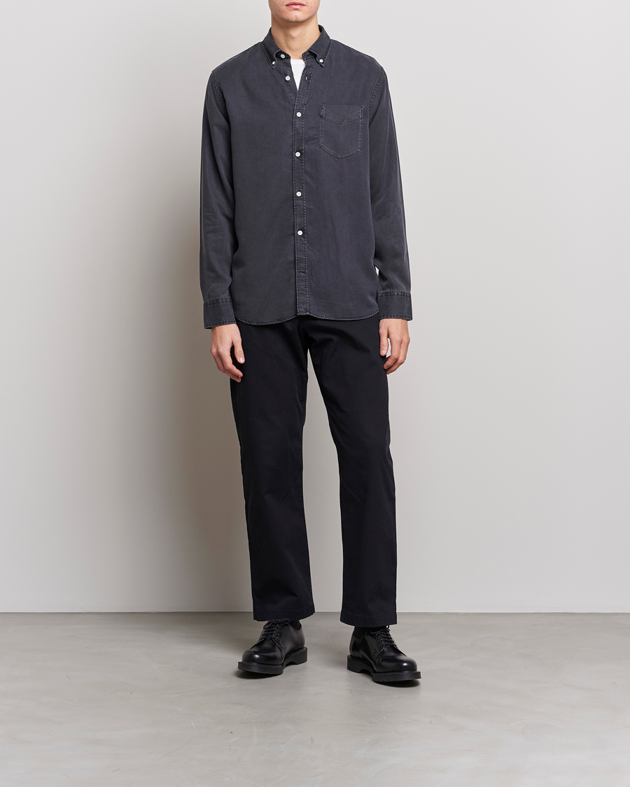 Mies | Vaatteet | NN07 | Levon Tencel Denim Shirt Black