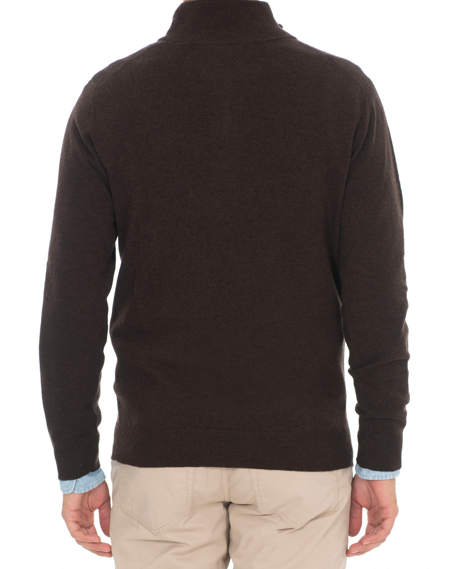 Mies | Puserot | GANT | Lambswool Half Zip Dark Brown