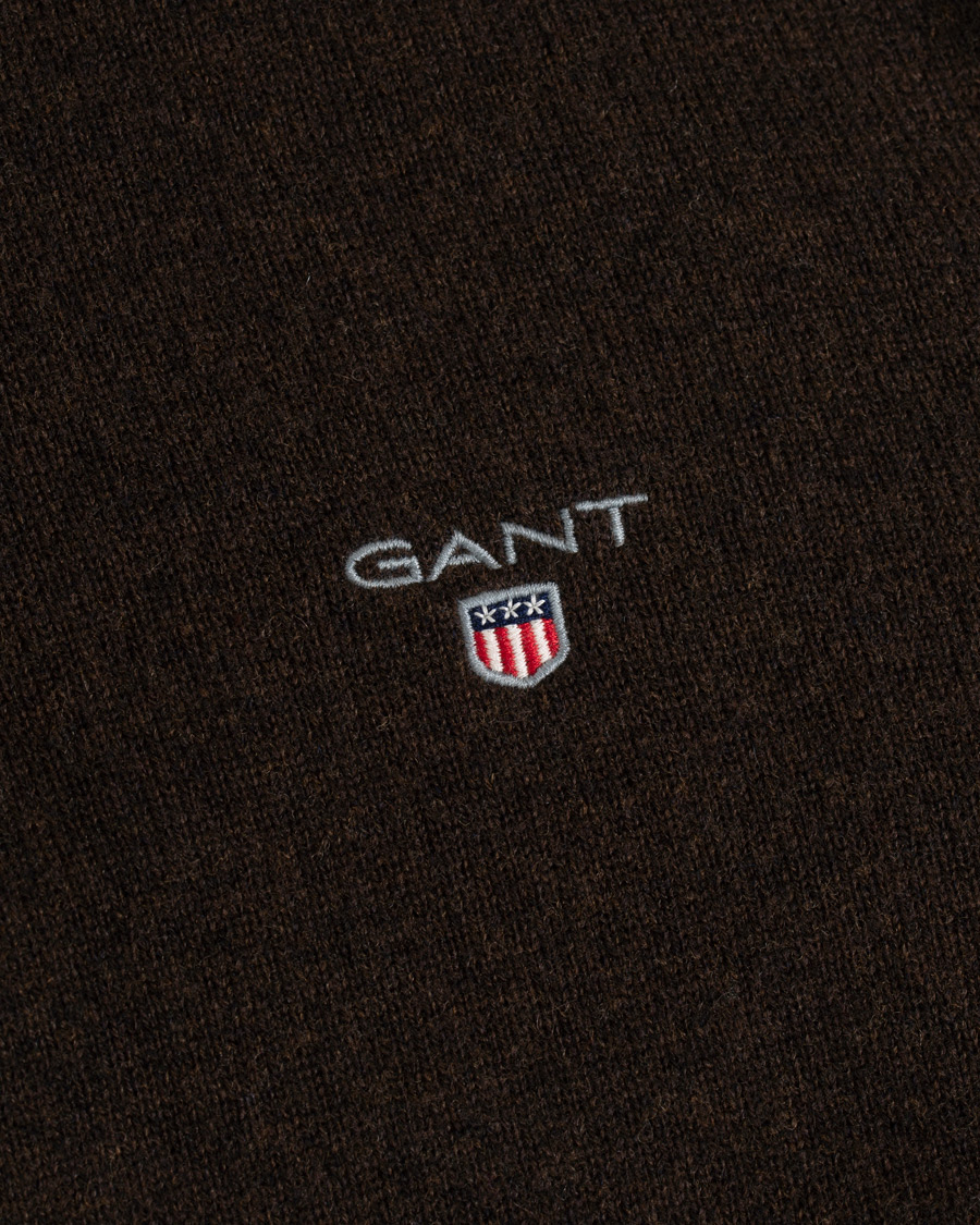 Mies | Puserot | GANT | Lambswool Half Zip Dark Brown