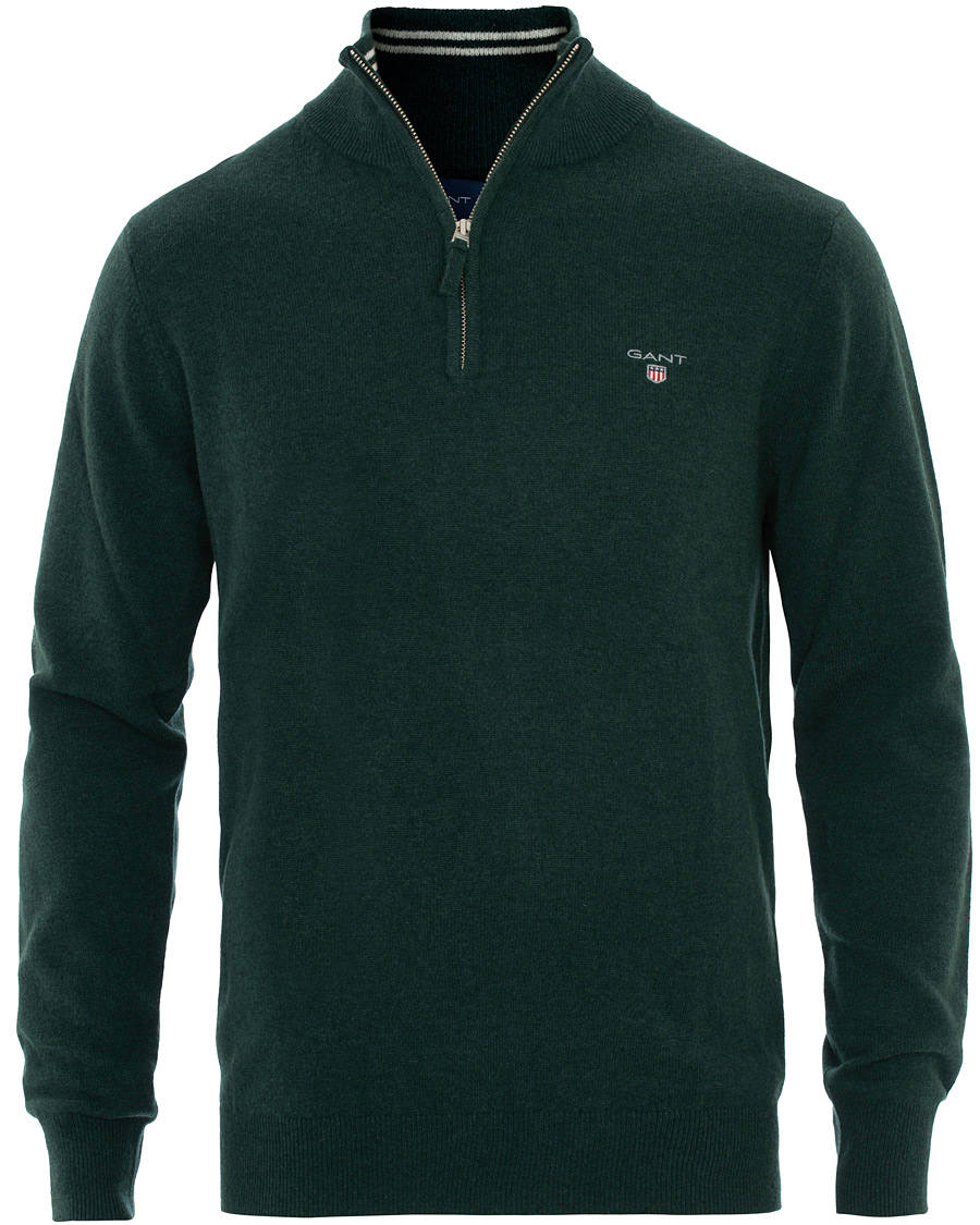 Mies | Puserot | Gant | Lambswool Half Zip Tartan Green