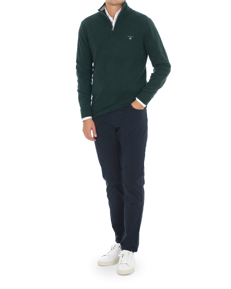 Mies | Puserot | Gant | Lambswool Half Zip Tartan Green