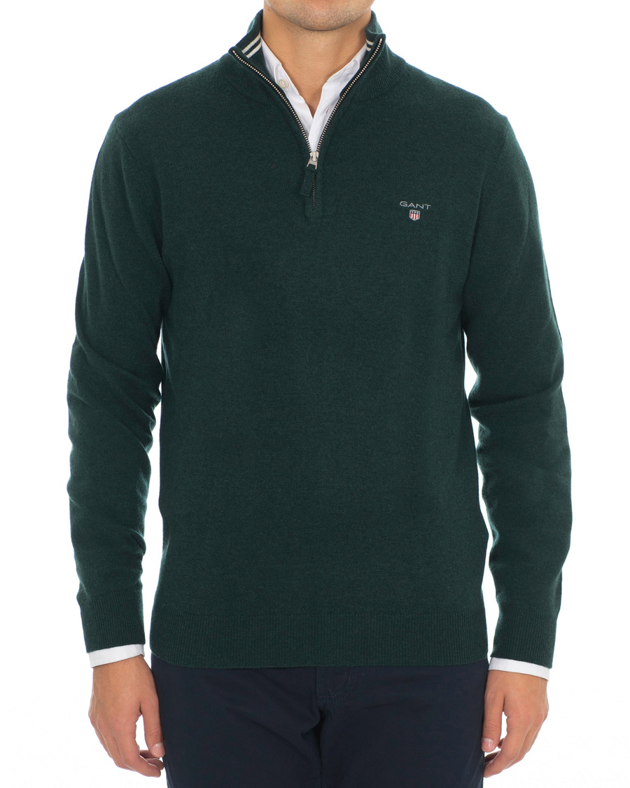 Mies | Puserot | Gant | Lambswool Half Zip Tartan Green
