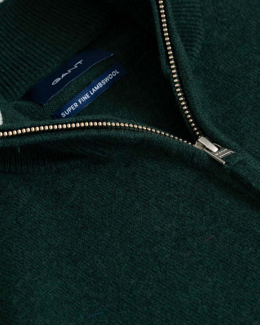 Mies | Puserot | Gant | Lambswool Half Zip Tartan Green