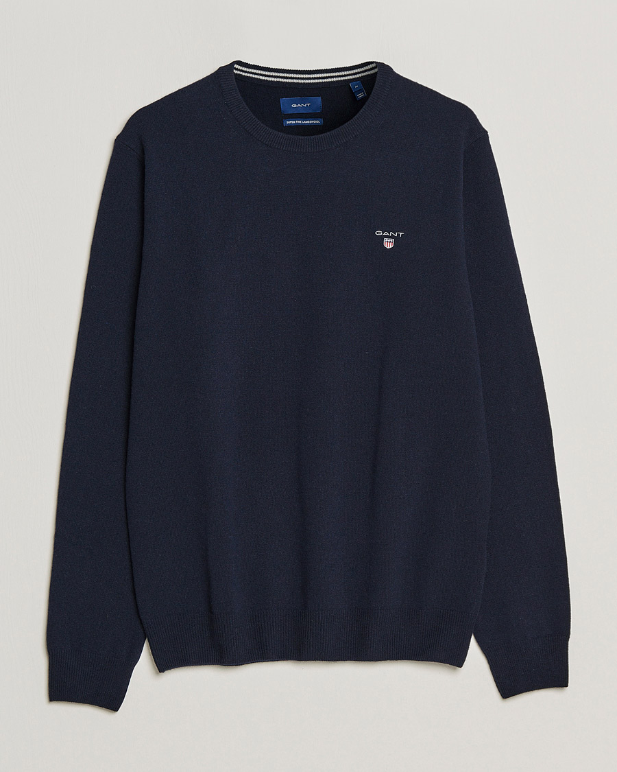 Mies | Puserot | GANT | Lambswool Crew Neck Pullover Marine
