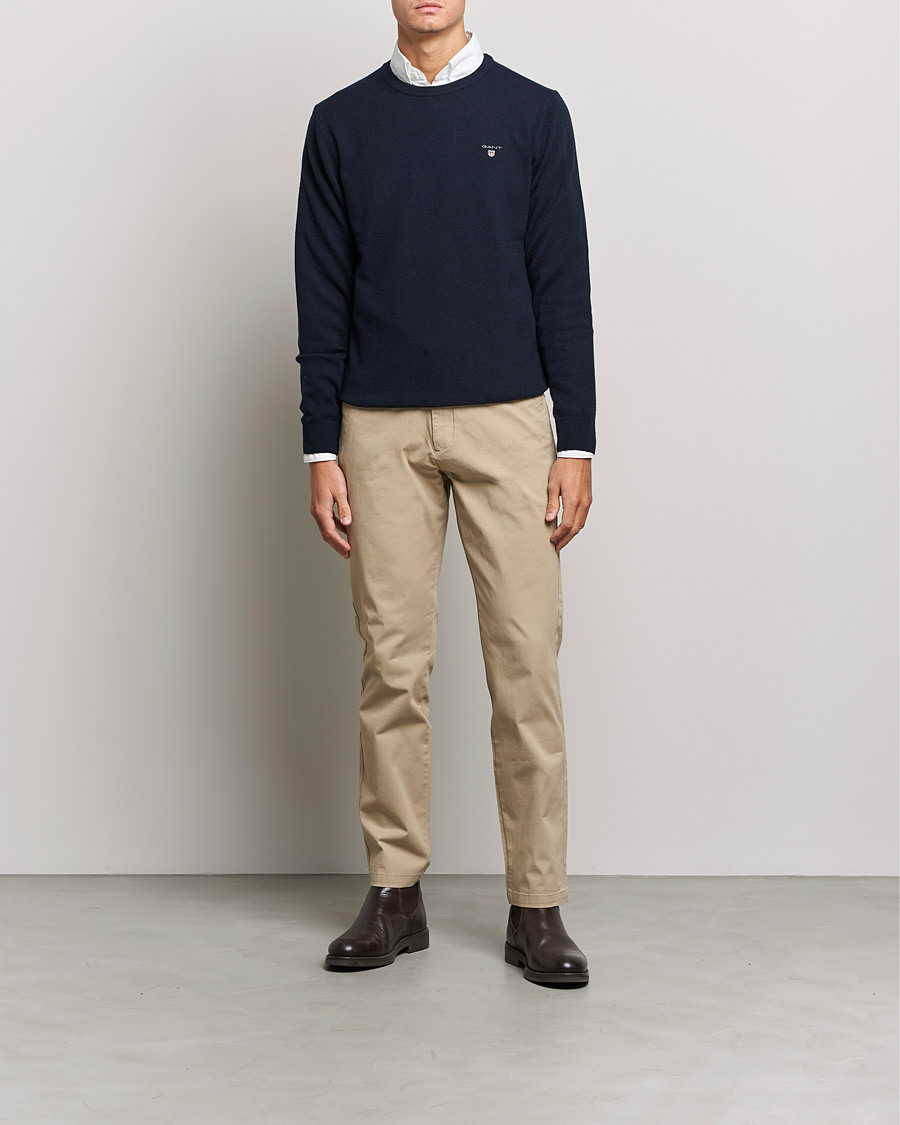 Mies | Puserot | GANT | Lambswool Crew Neck Pullover Marine