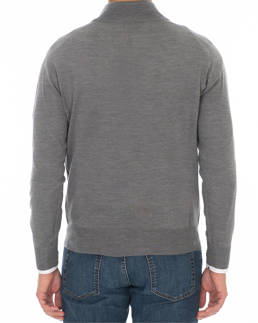 Mies | Puserot | Canali | Merino Wool Half Zip Sweater Grey Melange