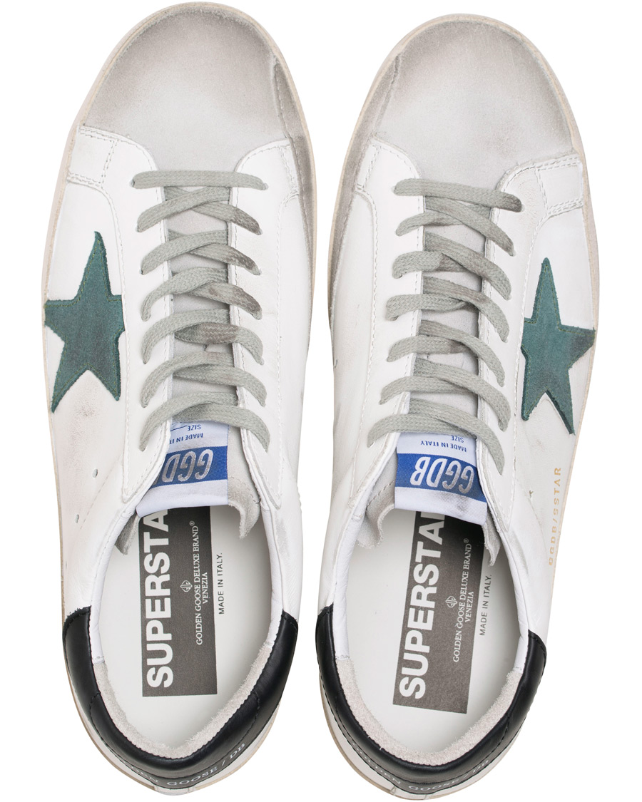 Mies | Golden Goose Deluxe Brand Green Star Superstar Sneaker White Calf | Golden Goose | Deluxe Brand Green Star Superstar Sneaker White Calf